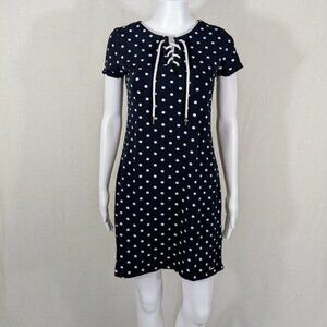 TOMMY HILFIGER Women's Navy with White Polka Dot Dress Size Small